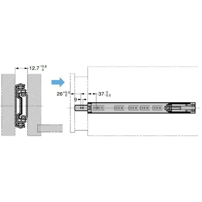 ランプ印 スライドレール 4670 ブラック仕様 セルフ＆ソフトクロージング機構付　PAT 4670-600BL