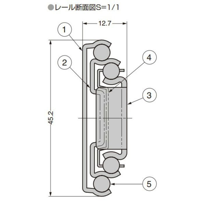 ランプ印 ステンレス鋼製スライドレール ESR4670 セルフ＆ソフトクロージング機構付 ESR4670-16