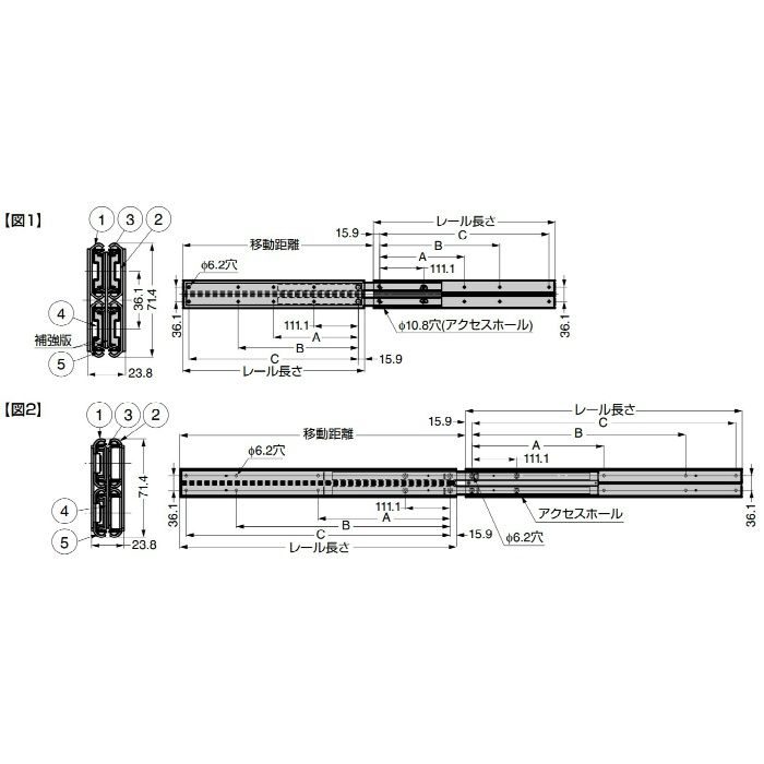 スライドレール 3509 重量用 3509-22【翌日出荷】 スガツネ工業