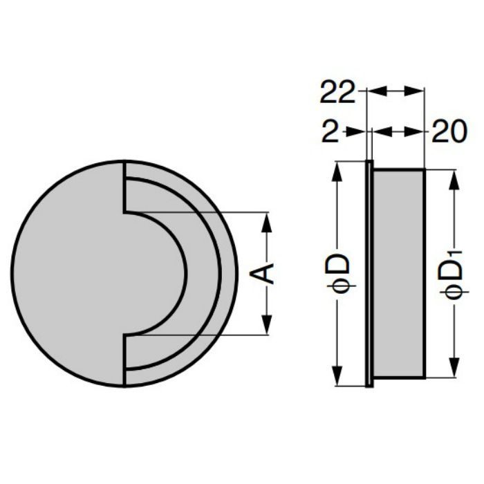 鋼製配線孔キャップ MA1016型 シルバー MA1016B