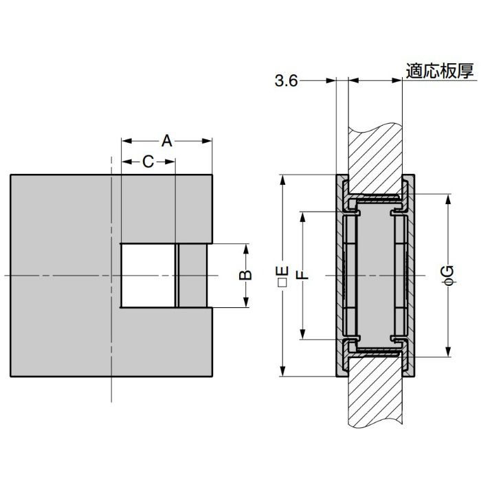 ランプ印 角型配線孔キャップ LS76K型挟み込みタイプPAT サイズ□76 ベージュ LS76K-BE