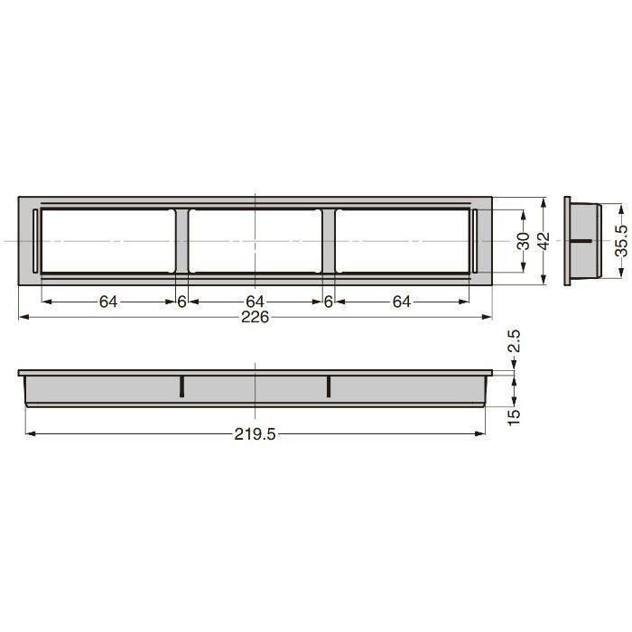 ランプ印 プラスチック製空気孔 APK-K型 配線孔機能付きPAT フレーム ホワイト APK-KF226P-WT