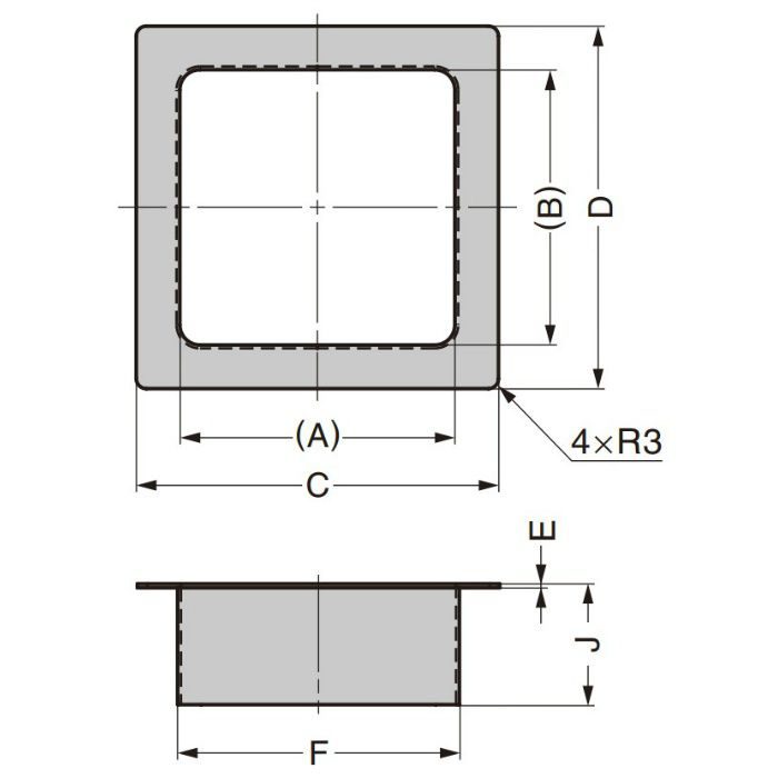 ランプ印 ステンレス鋼製 屑入投入口 角型 AN-KH型 蓋無 AN-KH015-HL