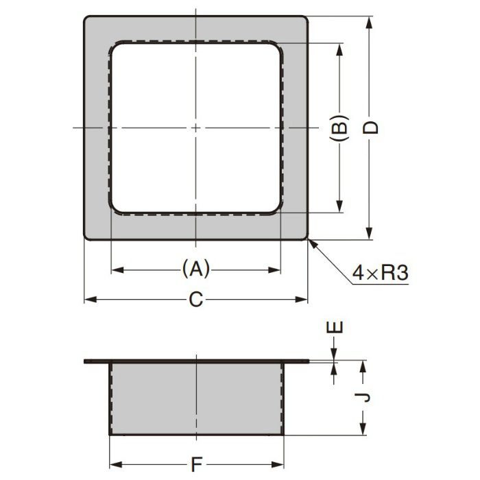 ランプ印 ステンレス鋼製 屑入投入口 角型 蓋無 細長タイプ AN-SH026-HL