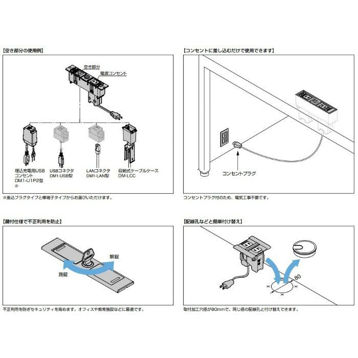 ランプ印 デスクトップマルチタップ DMS型 PAT ブラック DMS-PB-BL