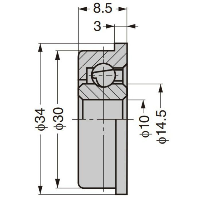 プラスチックベアリング 外周フランジタイプ 内軸穴仕様 DF-30-H10-3