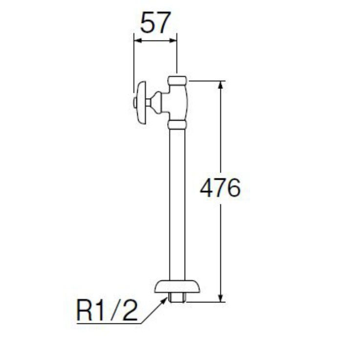 V21JS-X-13X420 ストレート形止水栓(共用形) ナット付 長さ420mm