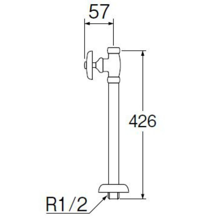 V21JS-X2-13X370 ストレート形止水栓(共用形) ナットなし 長さ370mm