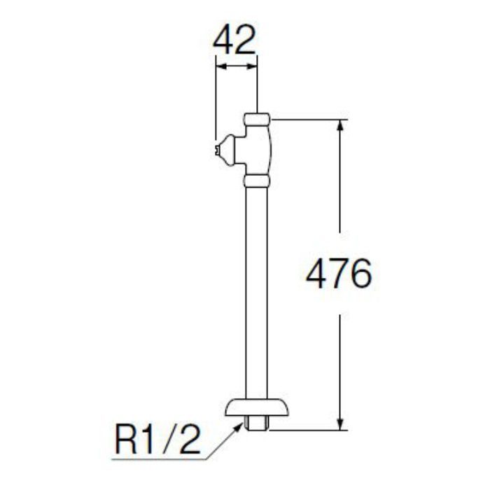 V21JSD-X2-13 D式ストレート形止水栓(共用形) ナットなし