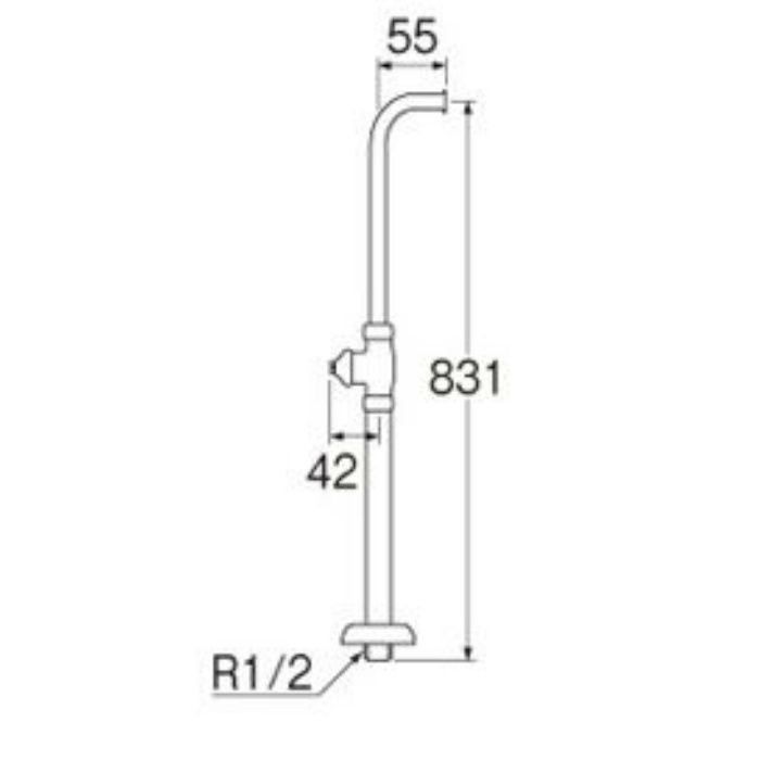 V213JD-13 D式L管付ストレート形止水栓(共用形)
