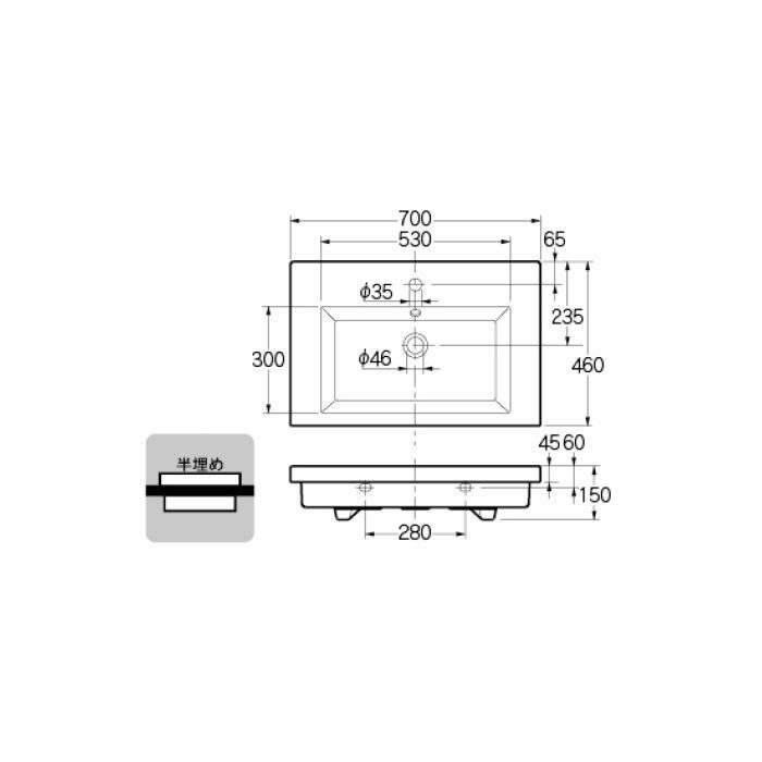 #DU-0491700000 カウンター設置タイプ 角型洗面器