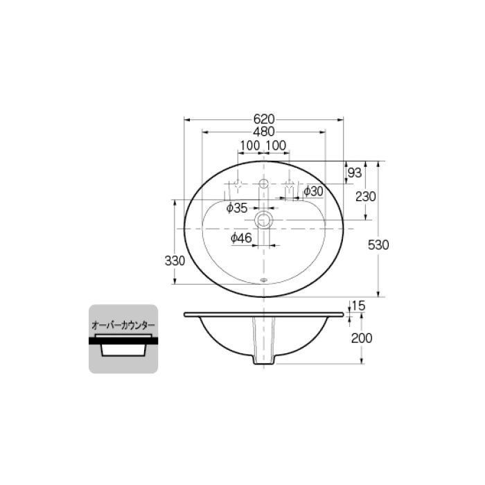 #CL-K1000AC カウンター設置タイプ 丸型洗面器(1ホール)