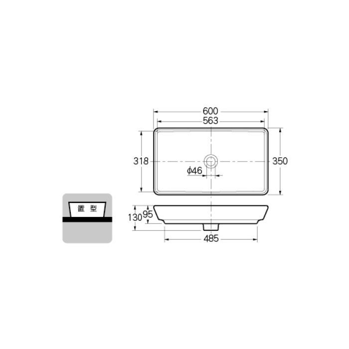 #VR-4461B0030016 カウンター設置タイプ 角型洗面器