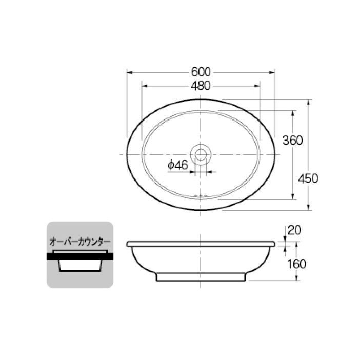 #LY-493216 カウンター設置タイプ 丸型洗面器