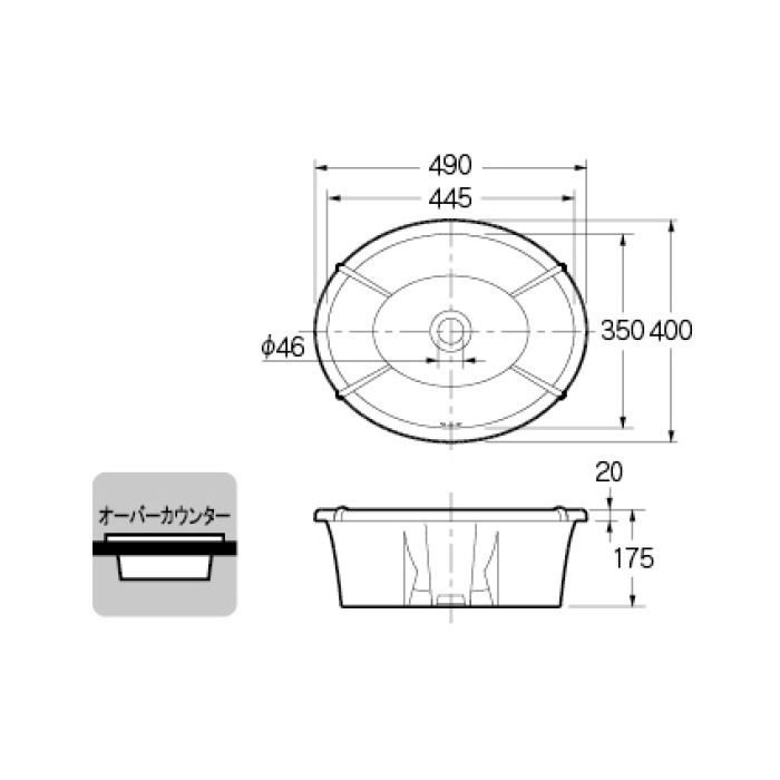 #LY-493209-G カウンター設置タイプ 丸型洗面器
