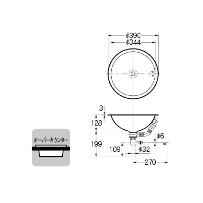 493-128-D カウンター設置タイプ 丸型洗面器 マットブラック【セール