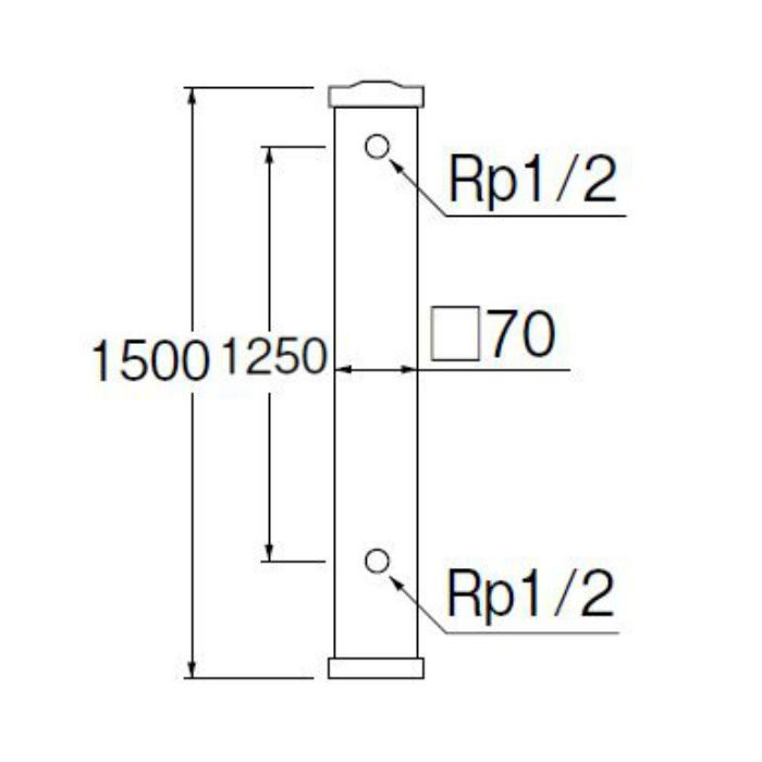 T800H-70X1500 ステンレス水栓柱 内部給水管:HIVP管