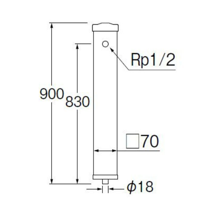 T8010-70X900-MI PC水栓柱 下給水 御影