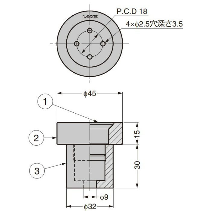 ランプ印 戸当り HT-32 HT-32P【翌日出荷】 スガツネ工業【アウン