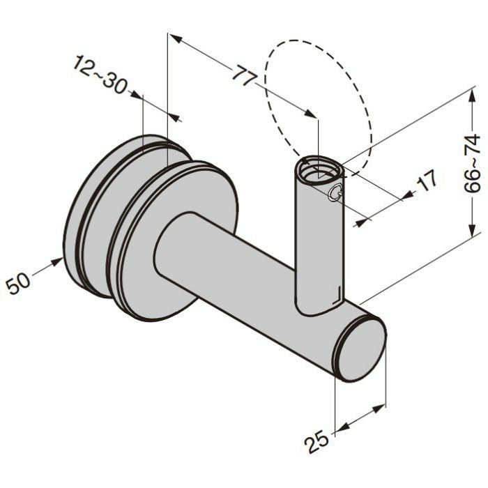 Q-railing 手すりパイプ用ブラケット 13-0148型 ガラス取付用 13