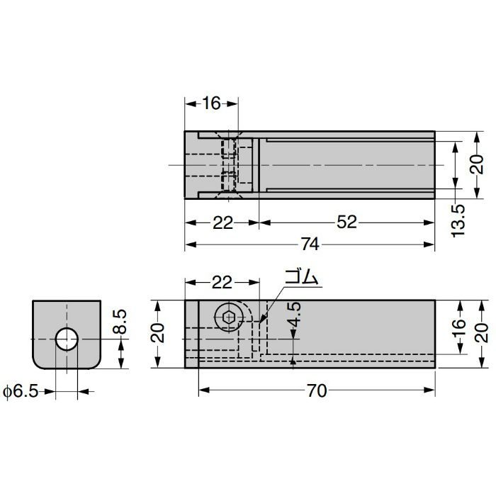 PS ガラスホルダーシステム CP-MINI 9410VA 角柱取付タイプ180°仕様 9410VA