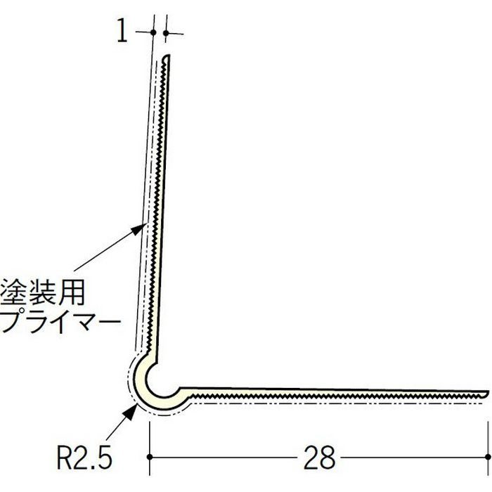 ペンキ・クロス下地材 出隅 ビニール コーナーピート28プライマー付 ミルキー 2.5m  04085-1