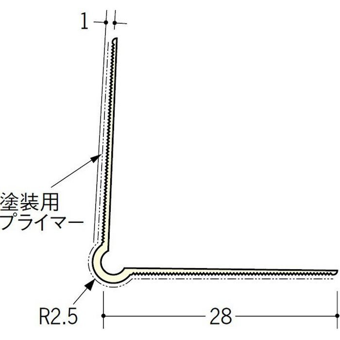 ペンキ・クロス下地材 出隅 ビニール コーナーピート28プライマー付 ミルキー 2.5m  04085-1【セール開催中】