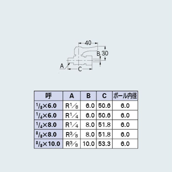 651-806-1/8X6.0 バルブ ミニチュアボールバルブ