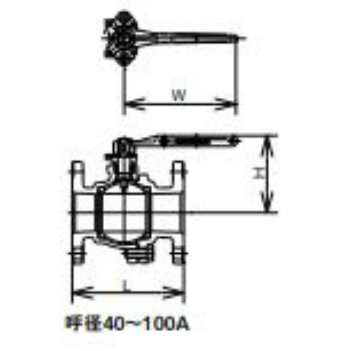 BM10KF0B マレブル汎用ジスク入玉形弁【フランジ･強化PTFE】 80A