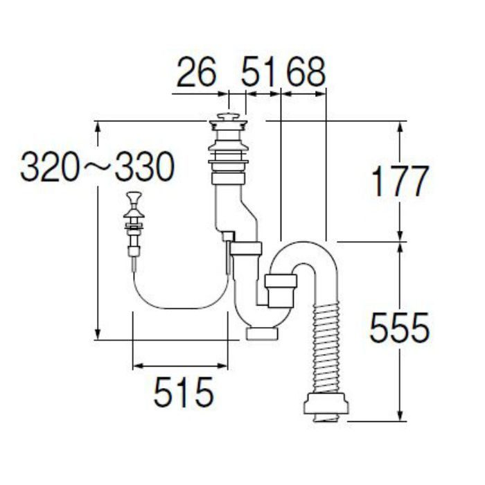 PH7720-1-32 洗面排水栓付Sトラップ
