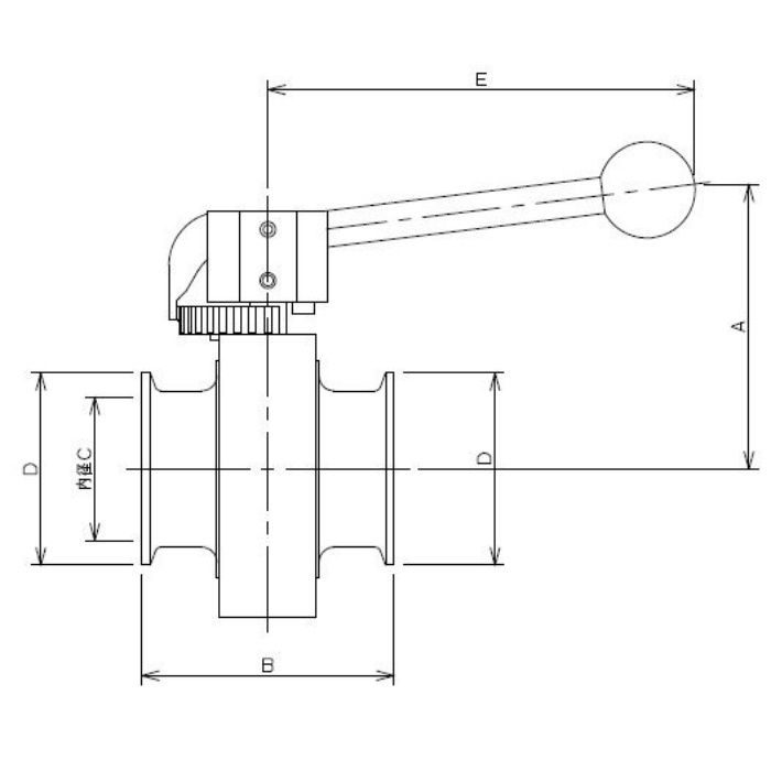 691-30-C 工場設備継手 サニタリーバタフライバルブ 1.5S