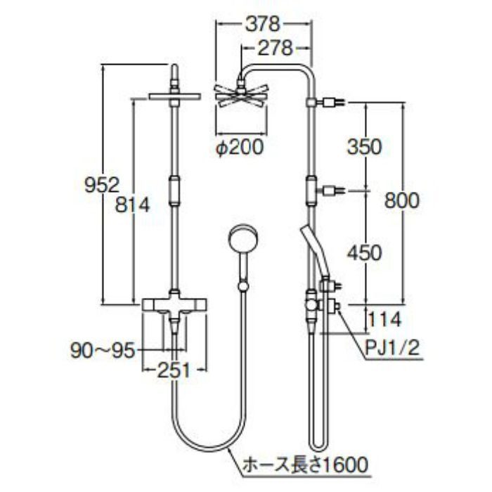 SK1841-1S-MDP-13 サーモシャワー混合栓 バスルーム用 マットブラック