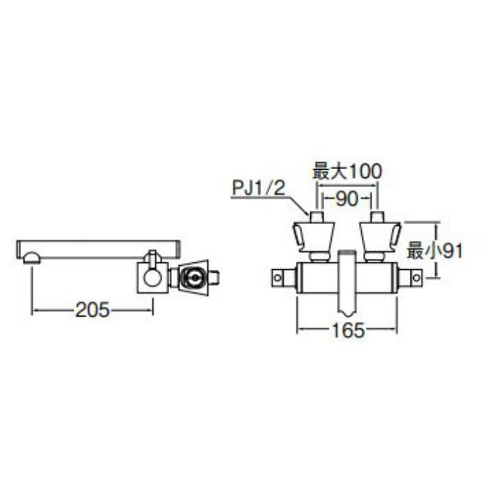 K2530-JW-13 ツーバルブ混合栓 キッチン用 白磁 SANEI【アウンワークス