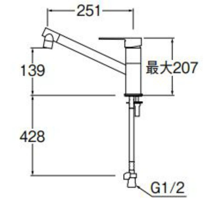 K875JDVZ-1-13 シングルワンホール混合栓 キッチン用 SANEI【アウン