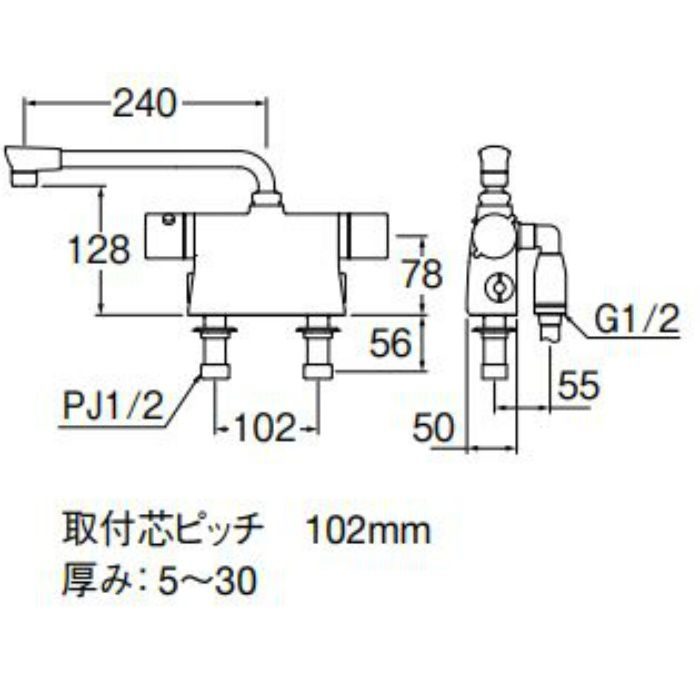 三栄水栓 サーモ付自動洗面混合栓 (混合水栓) EK500-13 - 1