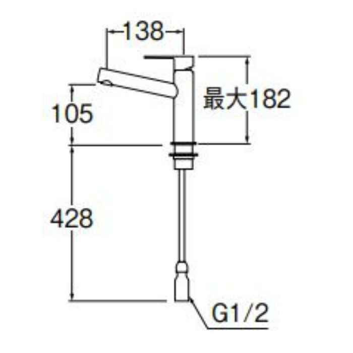 K4750NV-13 シングルワンホール洗面混合栓 ポップアップなし ゴム栓なし