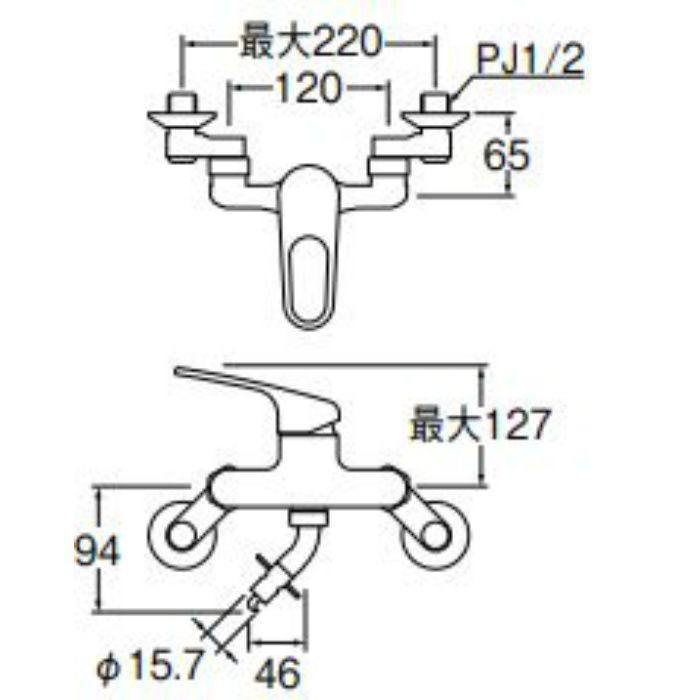 K1700TVK-13 シングル洗濯機用混合栓 寒冷地用 SANEI【アウンワークス