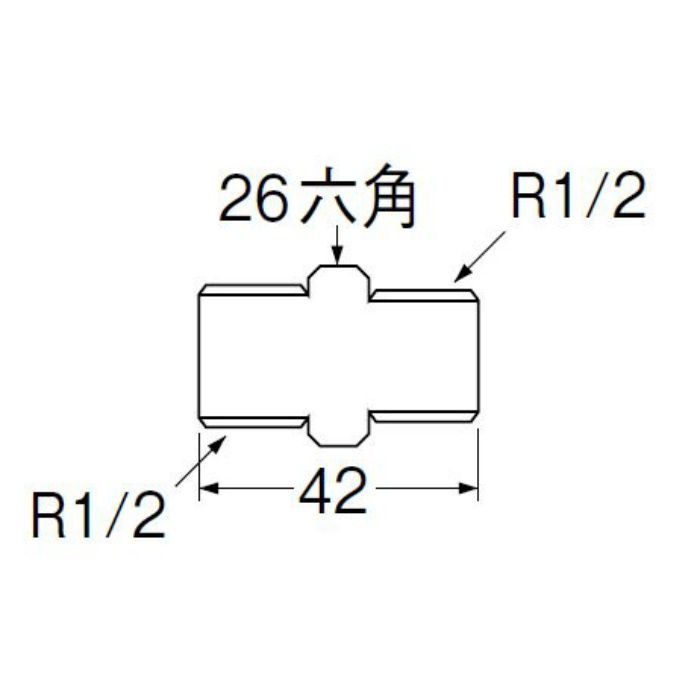 T700-13 砲金六角ニップル