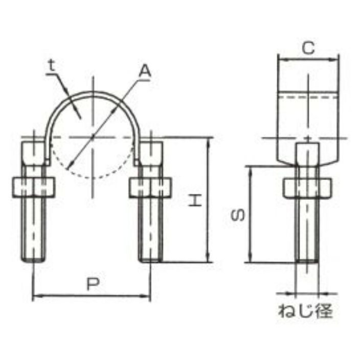 A10598 Uバンド (SGP管用) 125A