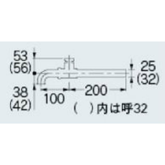 043-700 低位通気弁つきキセル管 呼25 カクダイ【アウンワークス通販】