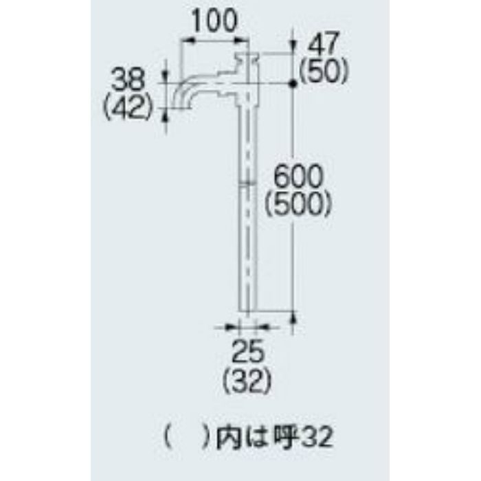 043-801 低位通気弁つきステッキ管 呼32 カクダイ【アウンワークス通販】