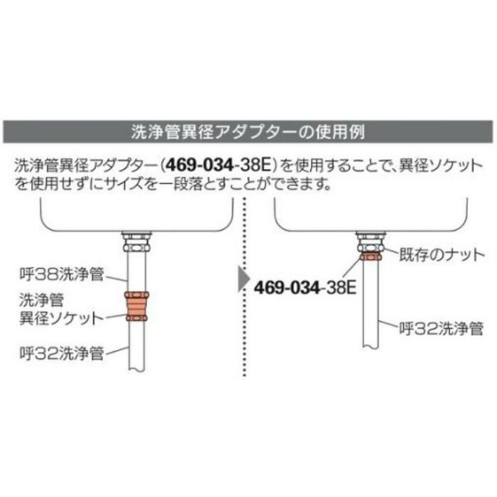 469-034-38E 洗浄管異径アダプター 38×32