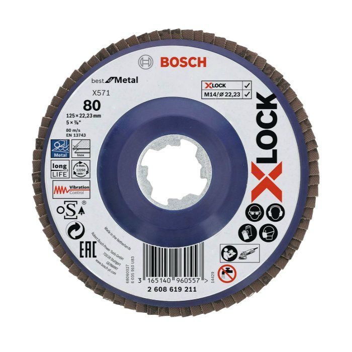 X-LOCK研磨ディスク125G80 2608619211 10個入 ボッシュ【アウン