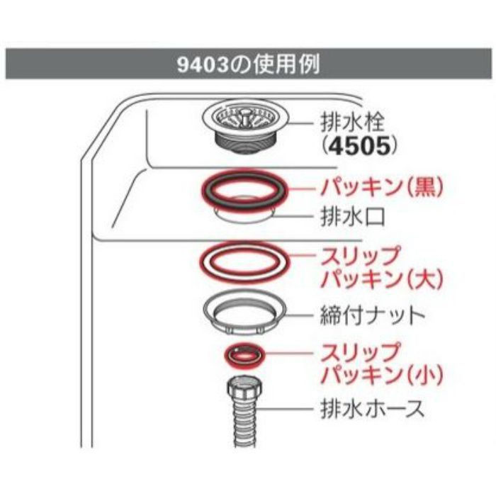 9403 シンク排水パッキンセット カクダイ【アウンワークス通販】