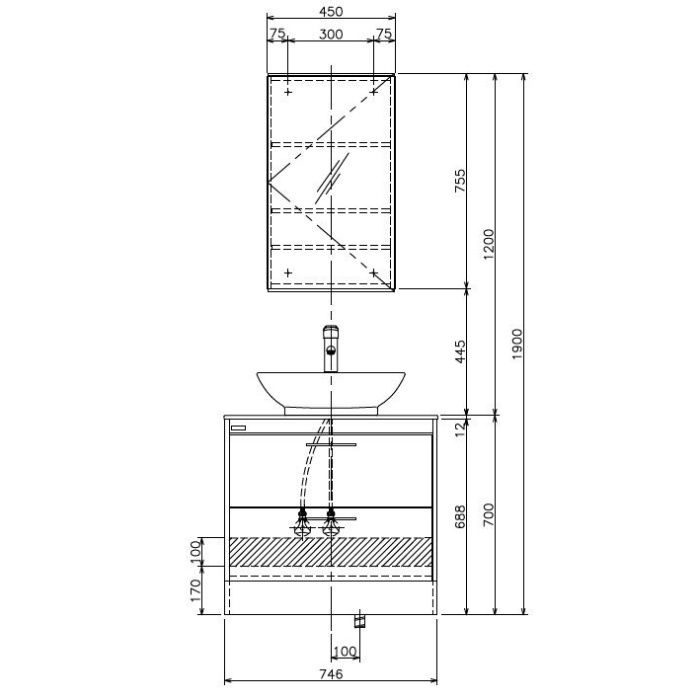 LKAU750AFNJMM45C1 オーラ750 Aセット(一面鏡付) 一般地仕様 チェスナットブラウン【セール開催中】