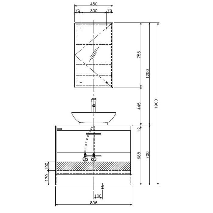 LKAU900AFNJMM45N1 オーラ900 Aセット(一面鏡付) 一般地仕様 ナチュラルベージュ【セール開催中】