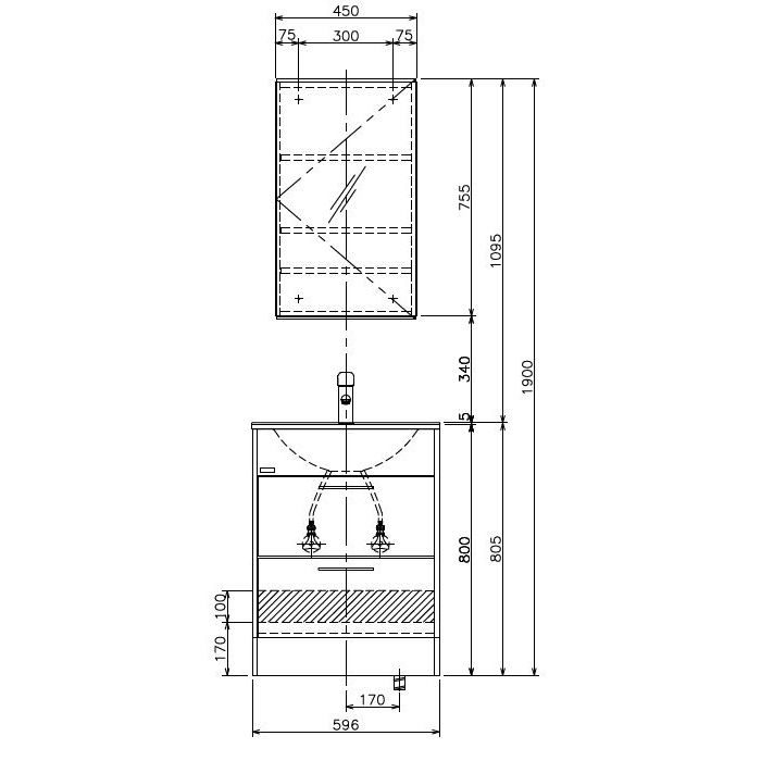 LKEA600AFNJMM45C1 アール600 Aセット(一面鏡付) 一般地仕様 チェスナットブラウン【セール開催中】