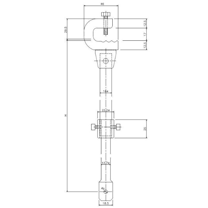 15Y82 クリップ付大型伸縮吊棒700 長さ400～700mm