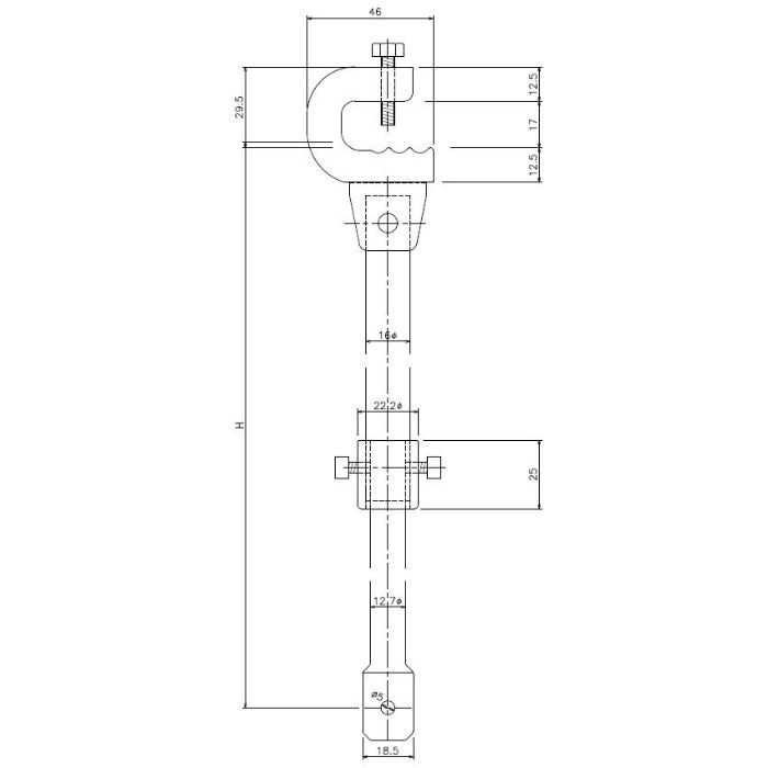 12Y82 クリップ付大型伸縮吊棒700 長さ400～700mm