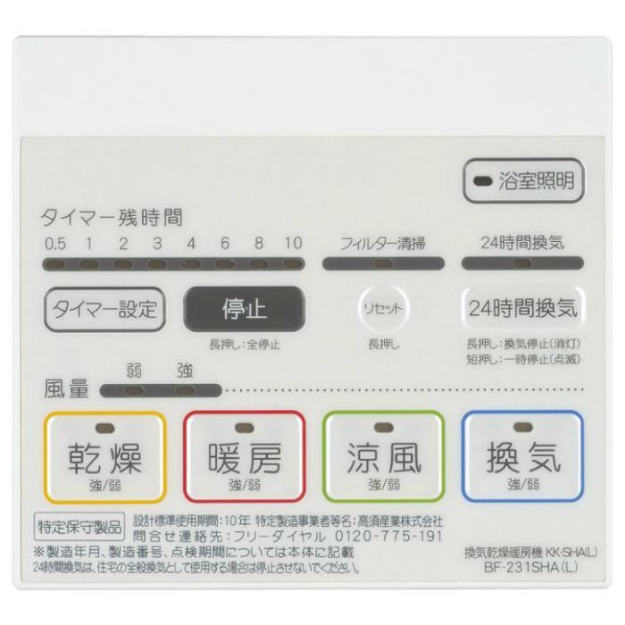 BF-SHD-LS オプションパーツ 照明スイッチ付リモコンカバー （BF-532／533SHD用）